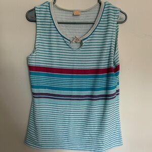 Vintage terry cloth Striped Sleeveless Top - Blue and Pink
